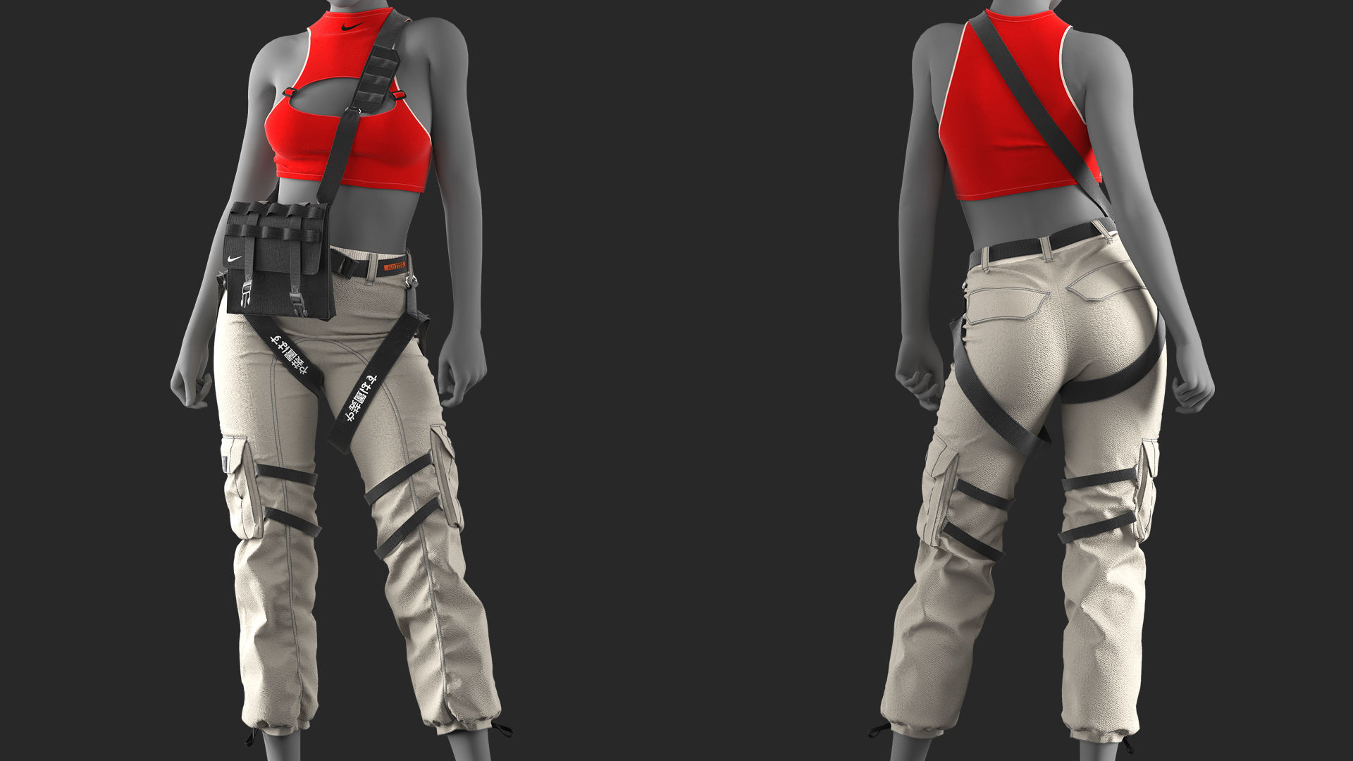 Girls Outfit 2 - Marvelous Designer with Video Process 3D model_2