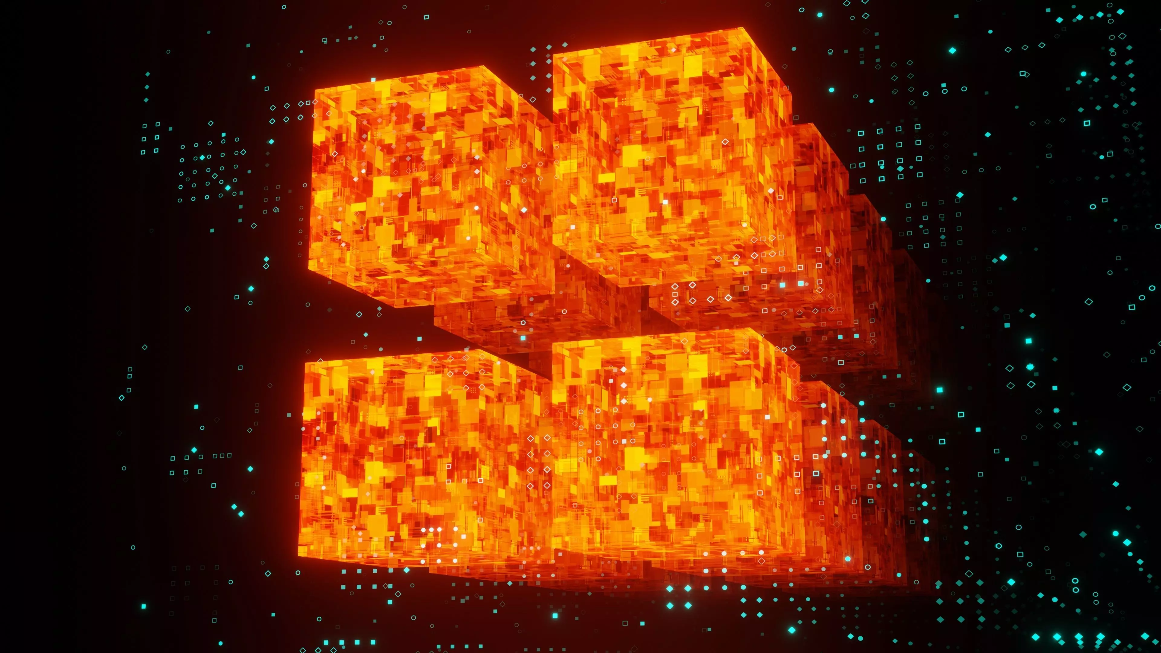 3d model of A tunnel made of technological cubic shapes 3D model