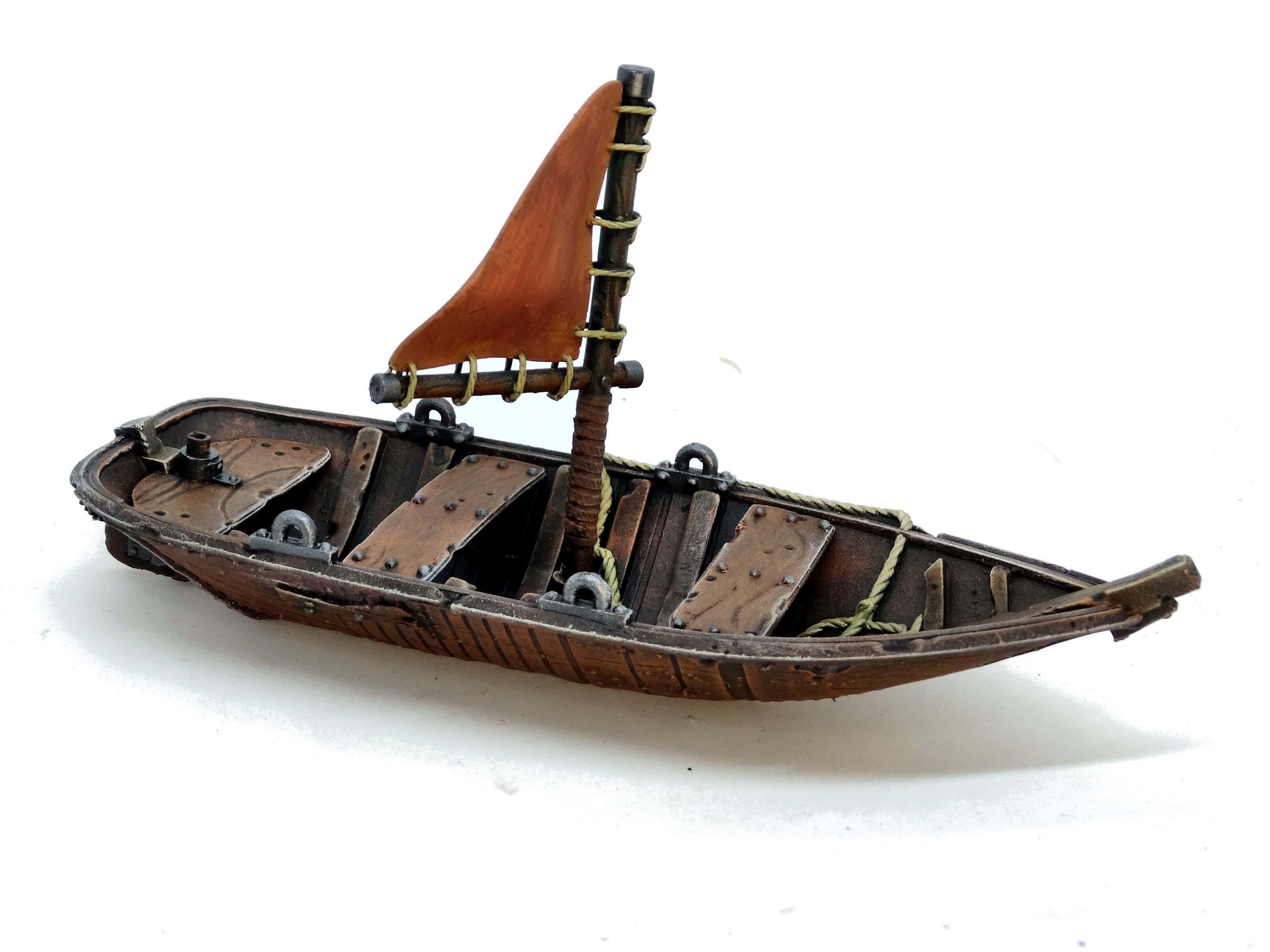 Boat With Sails And Row Boat Pack 3D print model_21