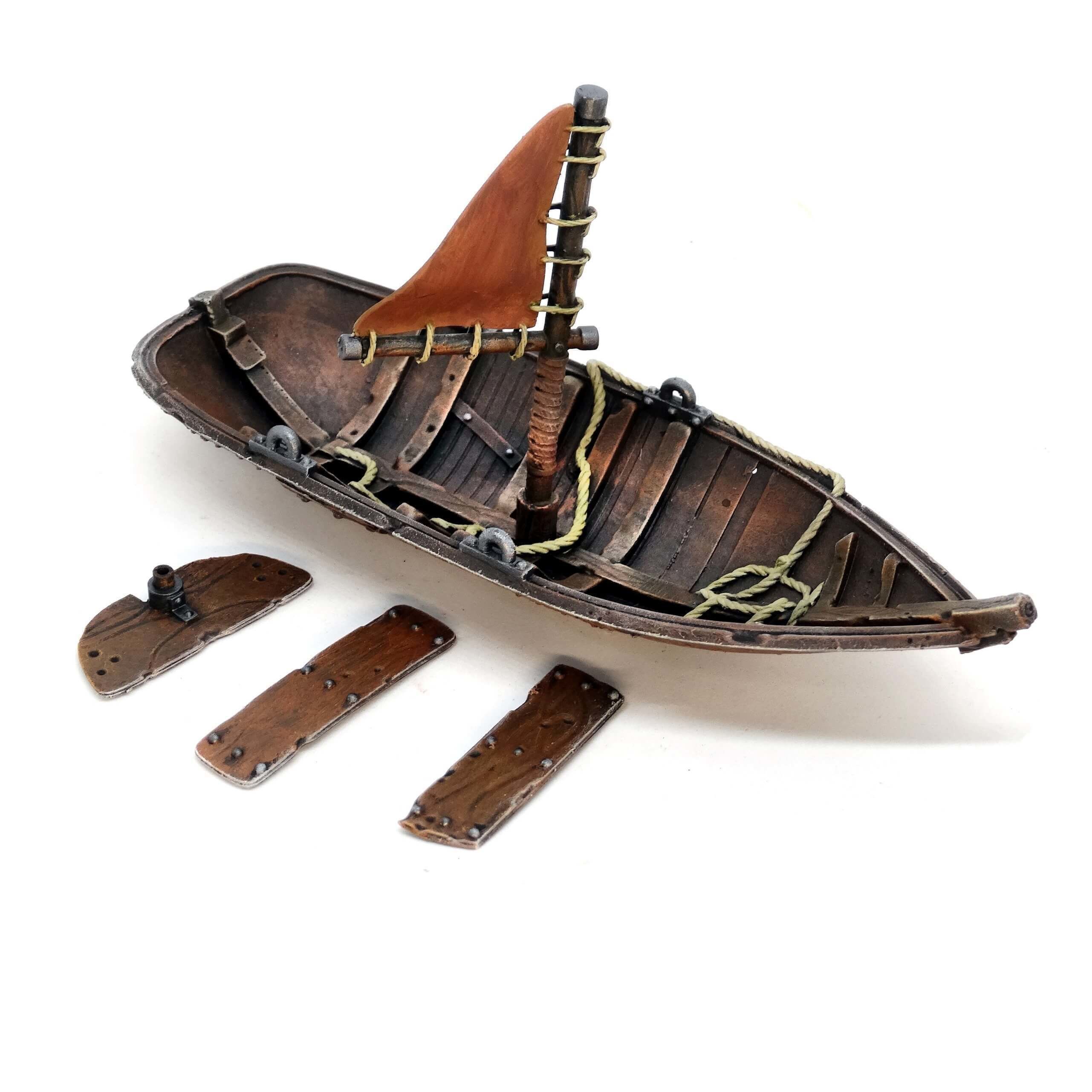 Boat With Sails And Row Boat Pack 3D print model_23