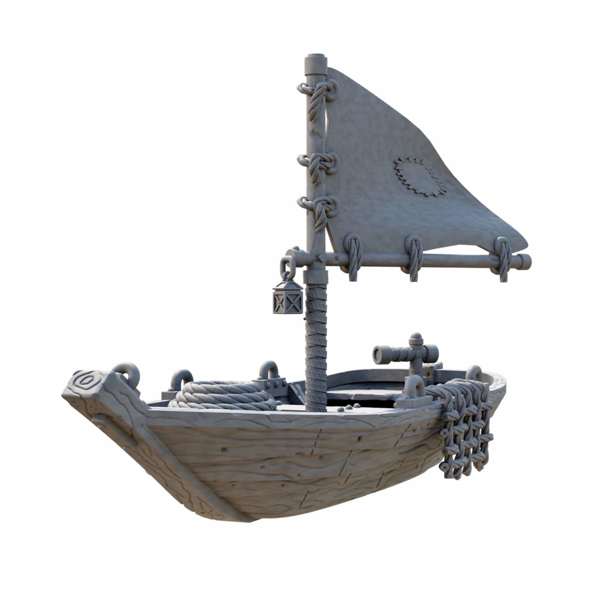 Boat With Sails And Row Boat Pack 3D print model_24