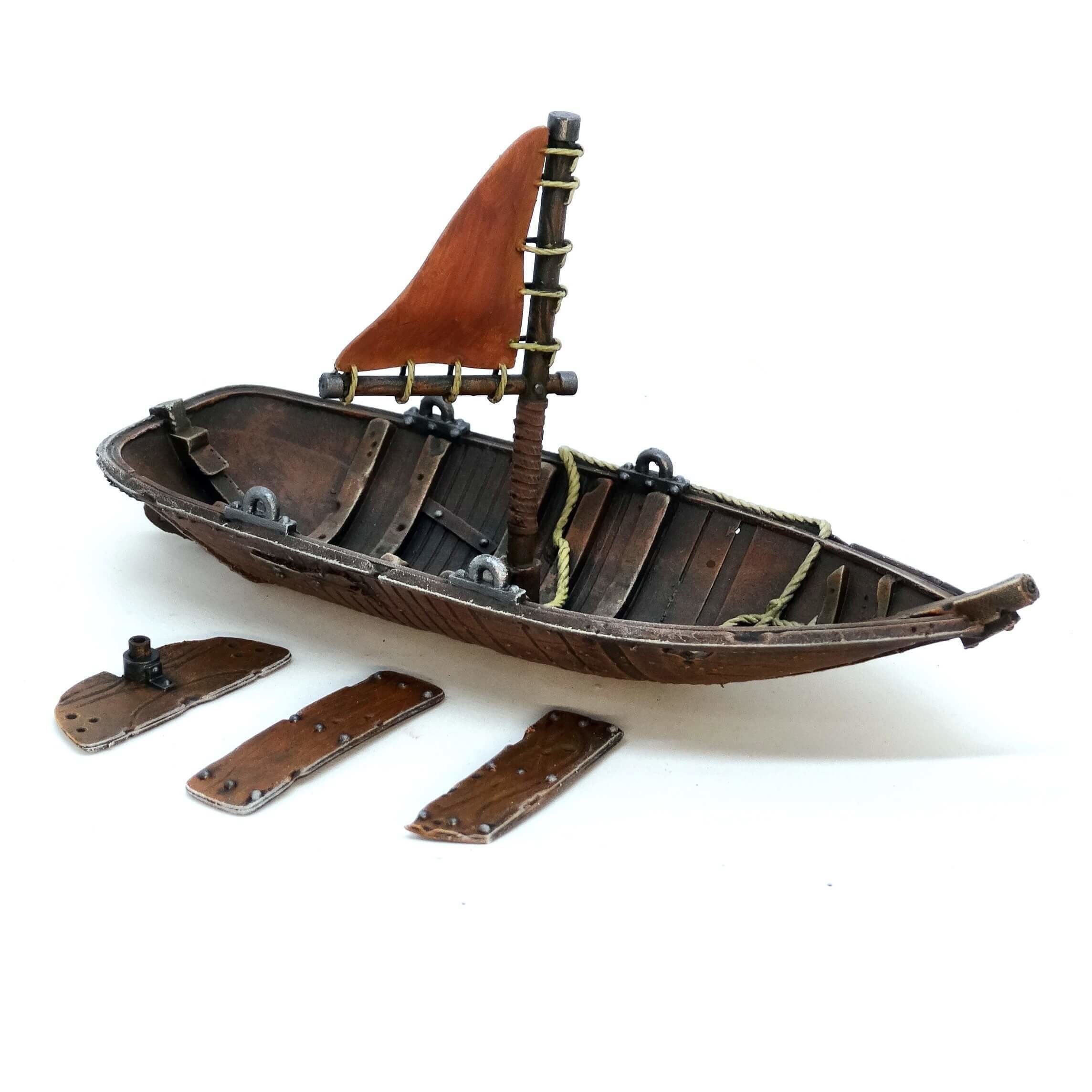 Boat With Sails And Row Boat Pack 3D print model_15