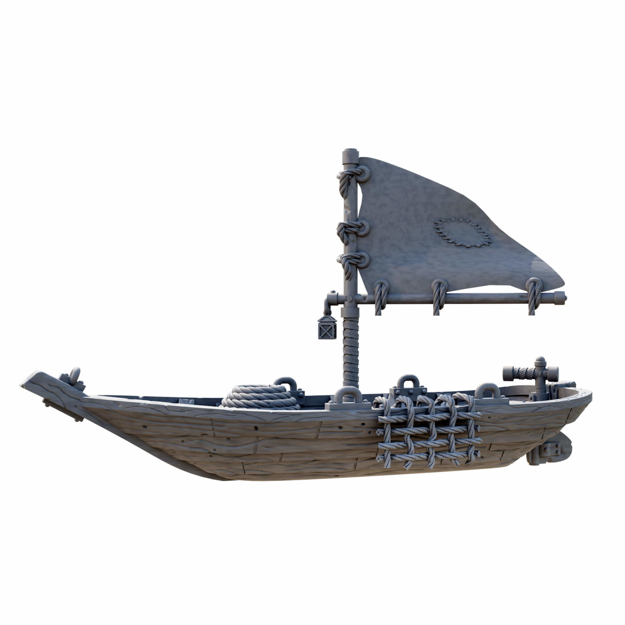 Boat With Sails And Row Boat Pack 3D print model_25