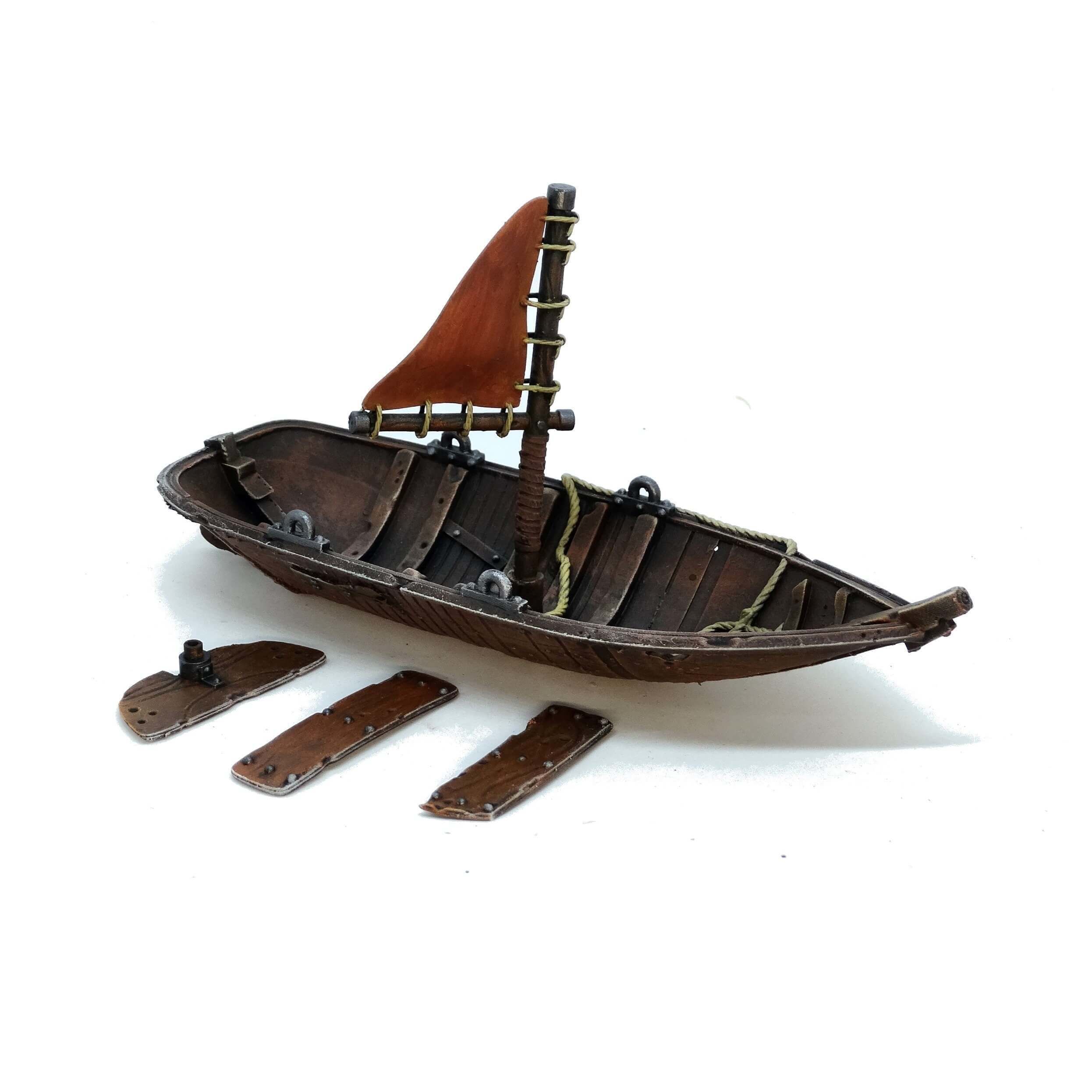 Boat With Sails And Row Boat Pack 3D print model_16
