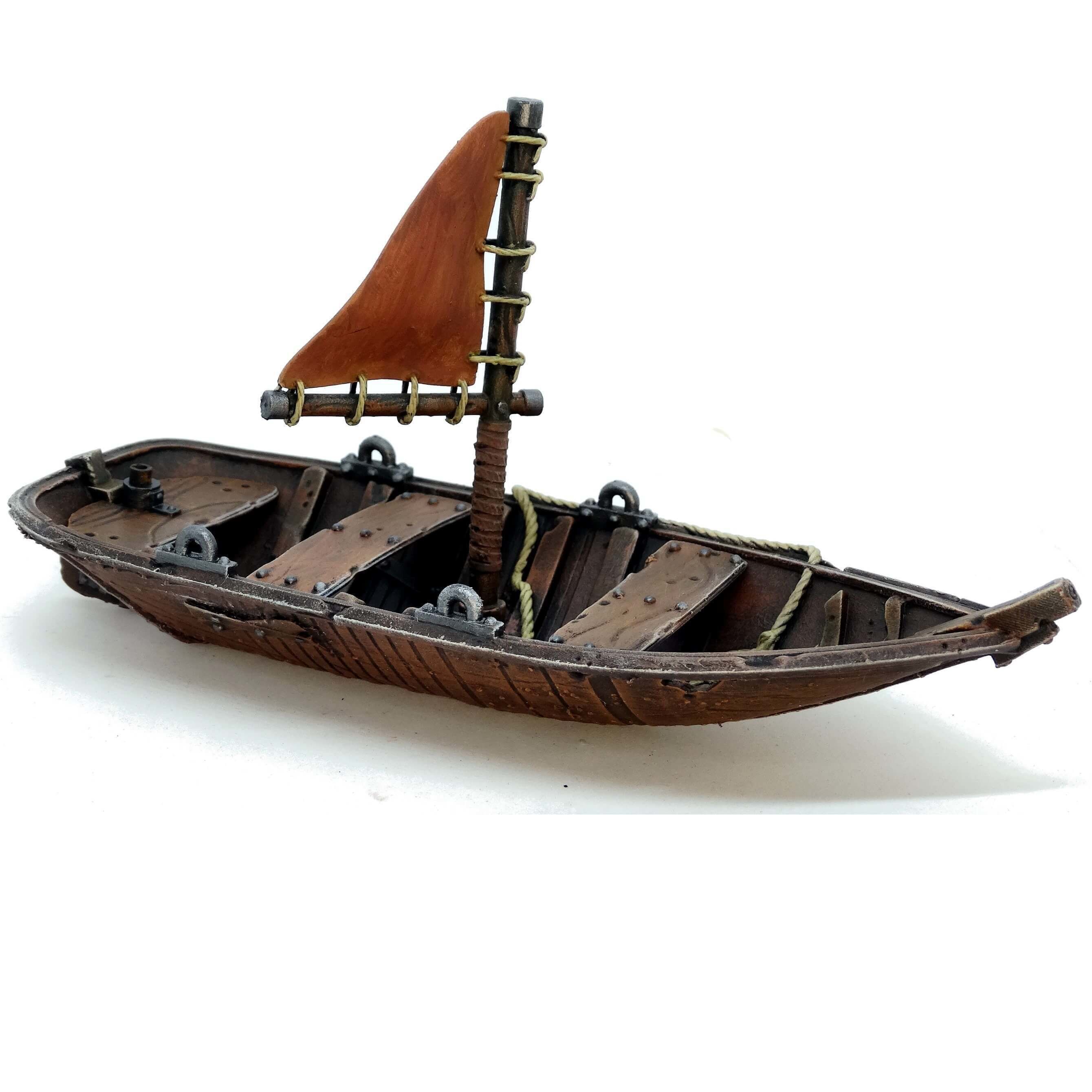 Boat With Sails And Row Boat Pack 3D print model_17