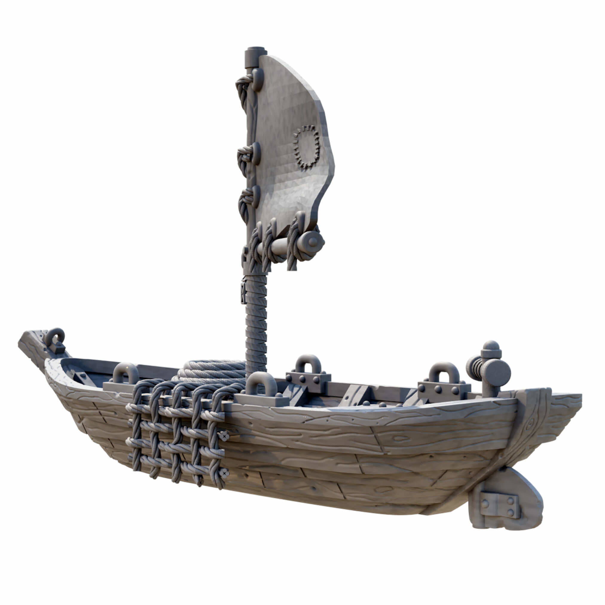 Boat With Sails And Row Boat Pack 3D print model_26