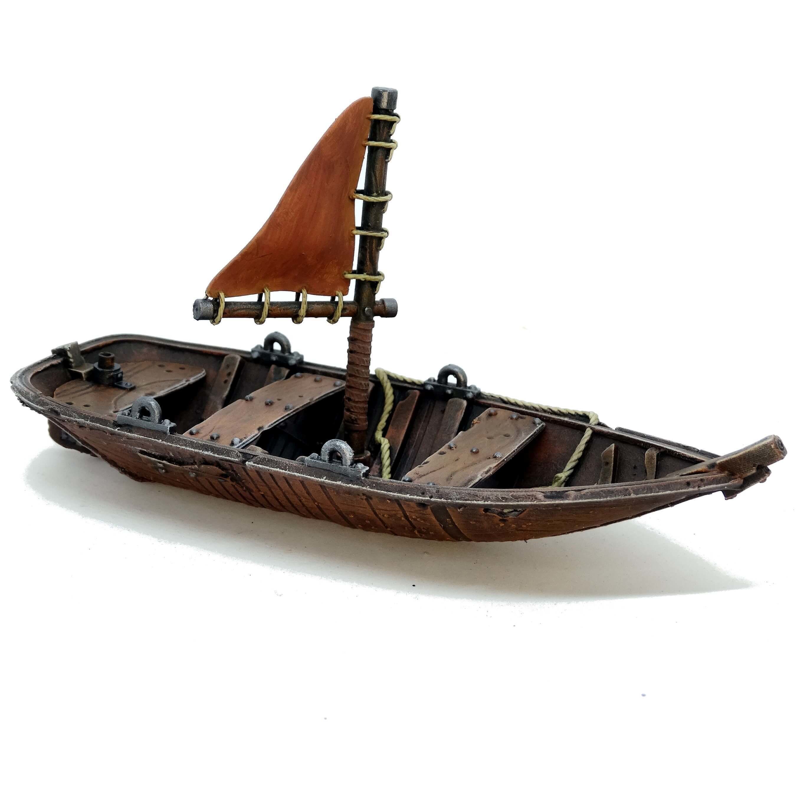 Boat With Sails And Row Boat Pack 3D print model_18