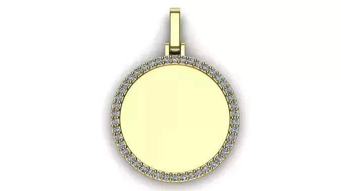 Round Plate 18 mm with Diamond Contour Pendant
