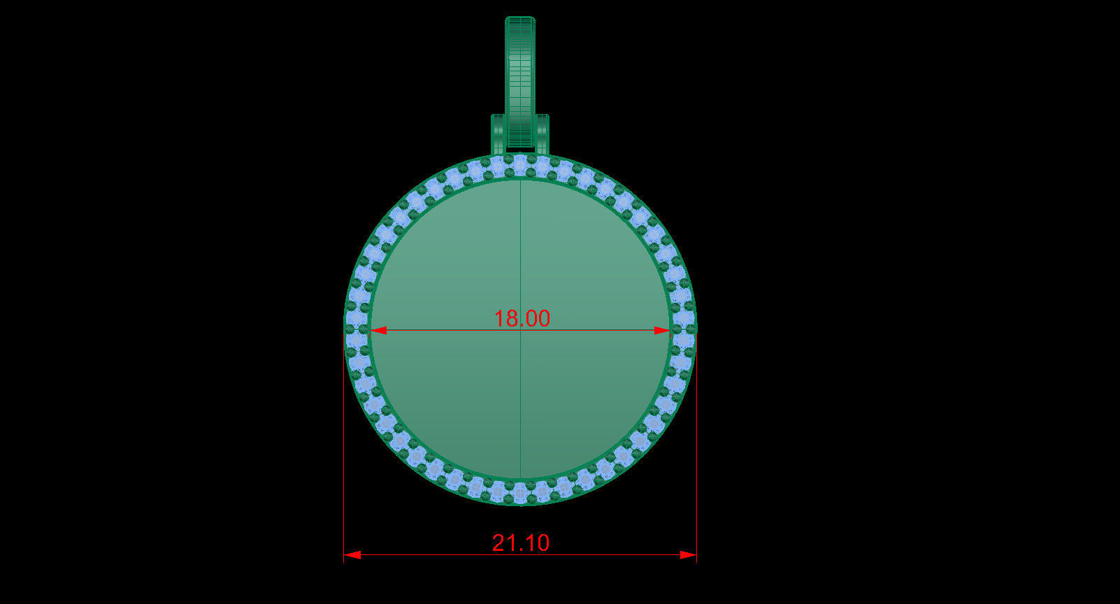 Round Plate 18 mm with Diamond Contour Pendant 3D print model_13