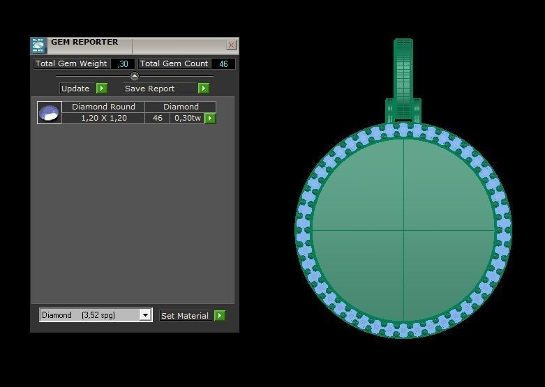 Round Plate 18 mm with Diamond Contour Pendant 3D print model_21
