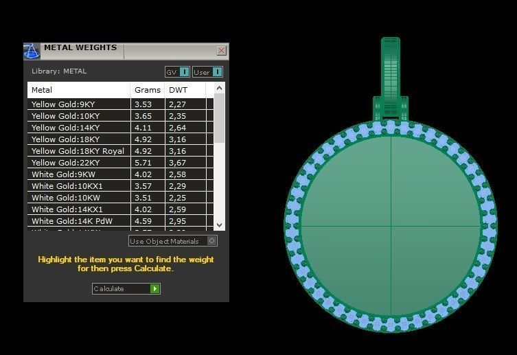 Round Plate 18 mm with Diamond Contour Pendant 3D print model_20