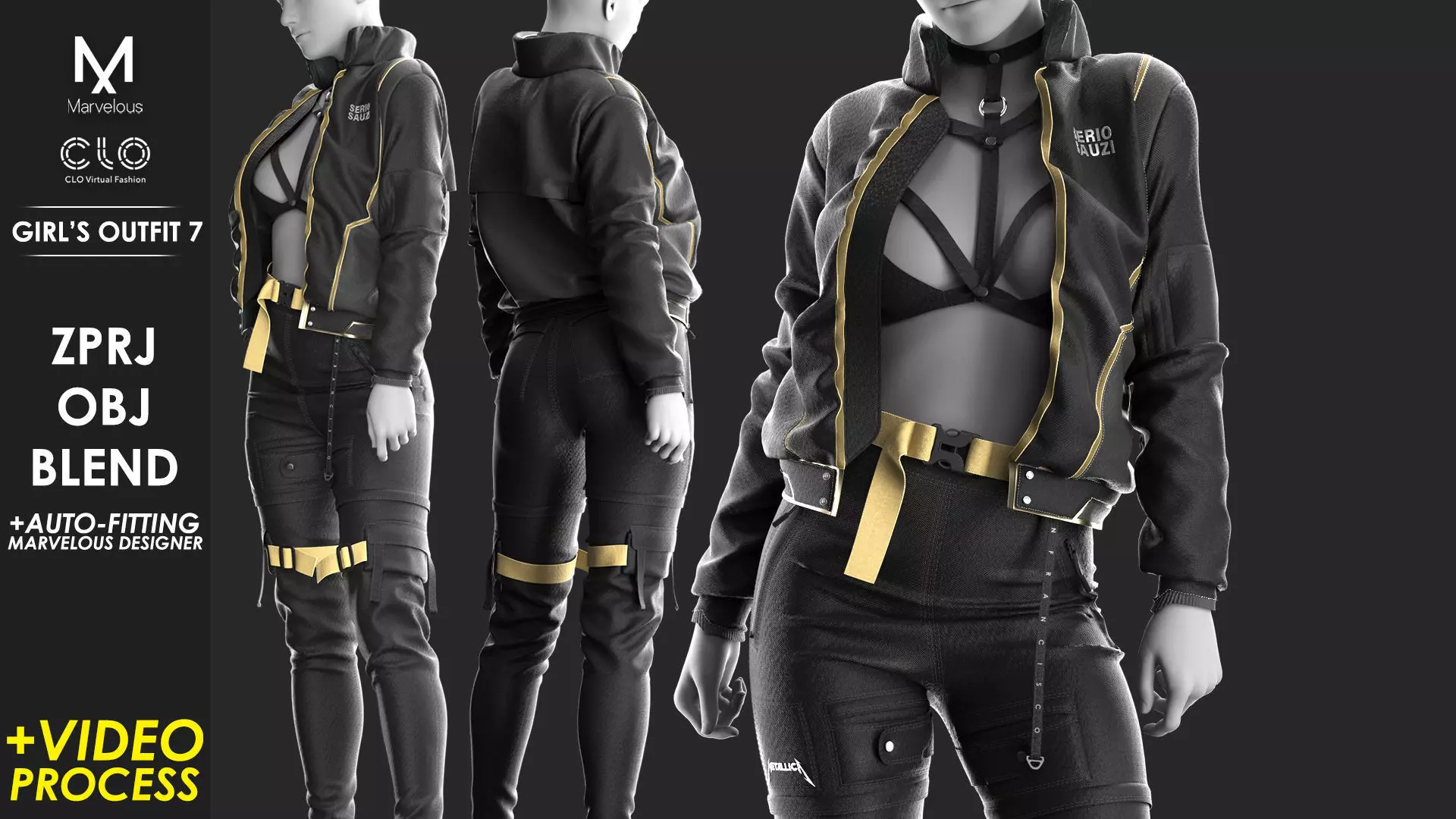 Girls Outfit 7- Marvelous Designer with Video Process 3D model_0