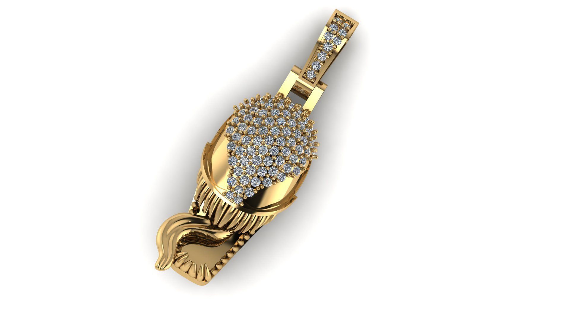 Venom gold pendant with diamonds 3D print model_3