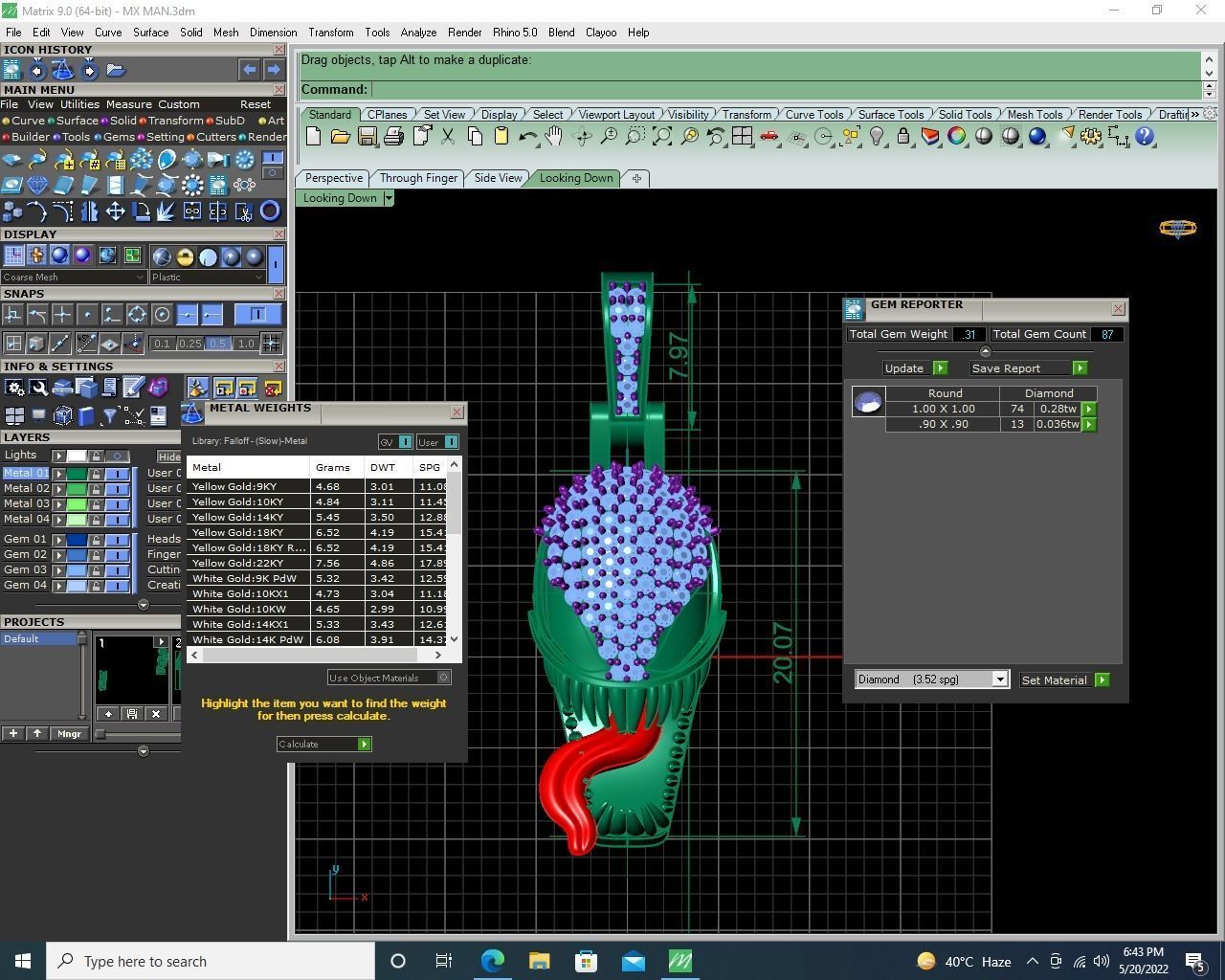 Venom gold pendant with diamonds 3D print model_4