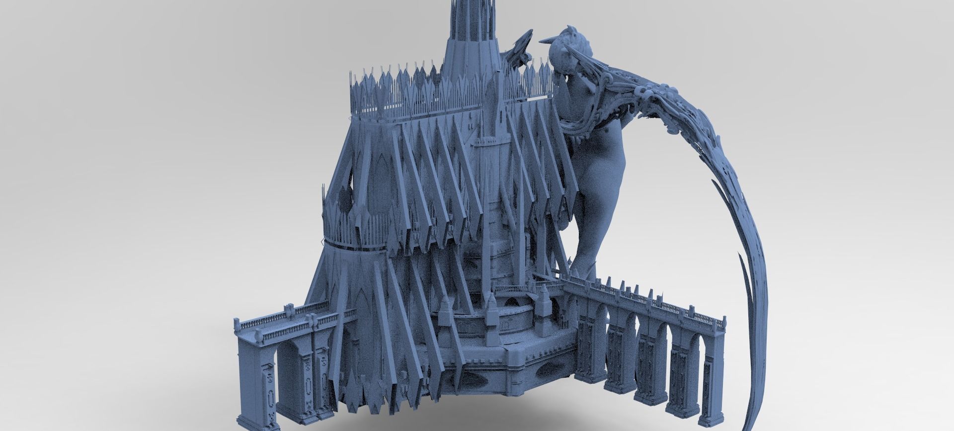 Cathedral Palace Baroque gothic Statue  3D model_1