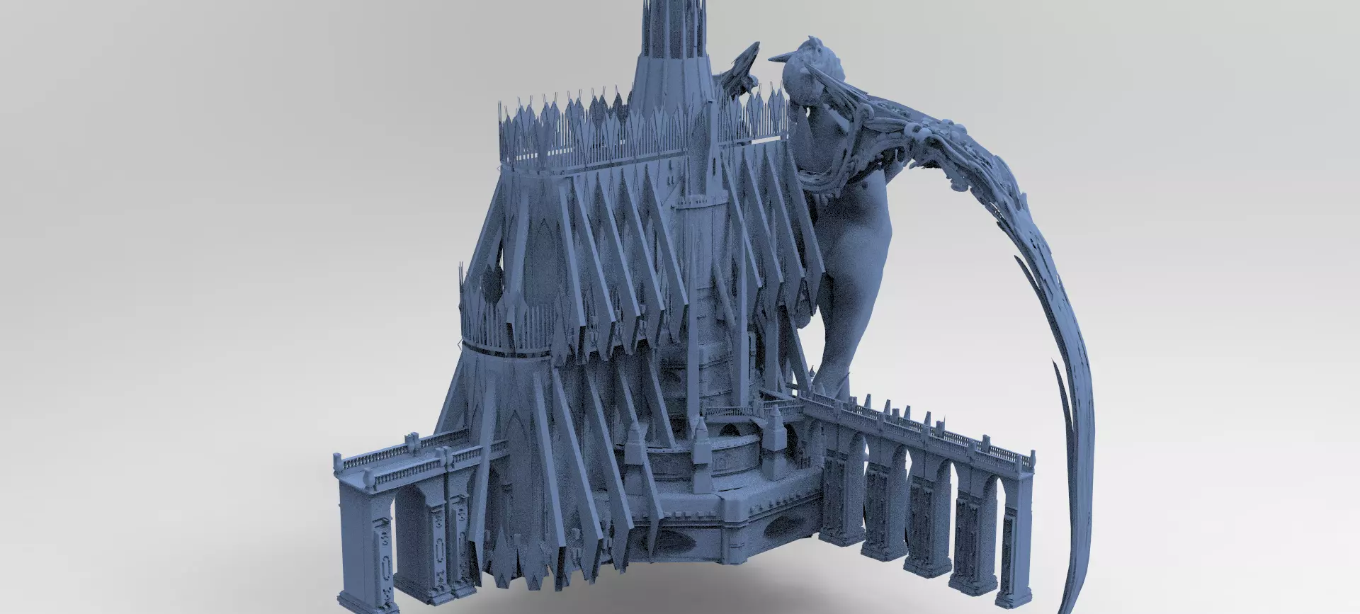 Cathedral Palace Baroque gothic Statue  3D model_0