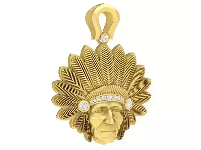 Elegant Native American Chief Head Pendant 3603