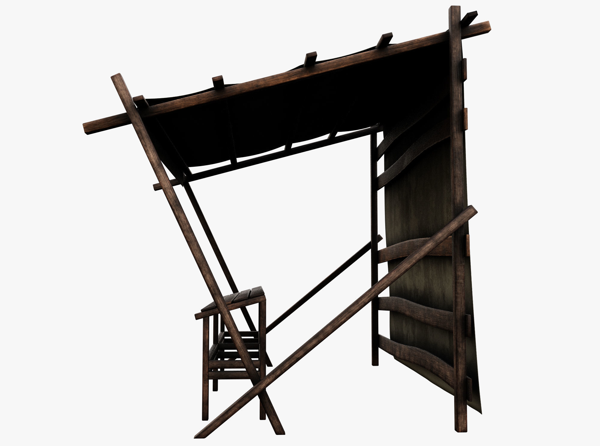 Market Stall Cotton Low-poly 3D model_2