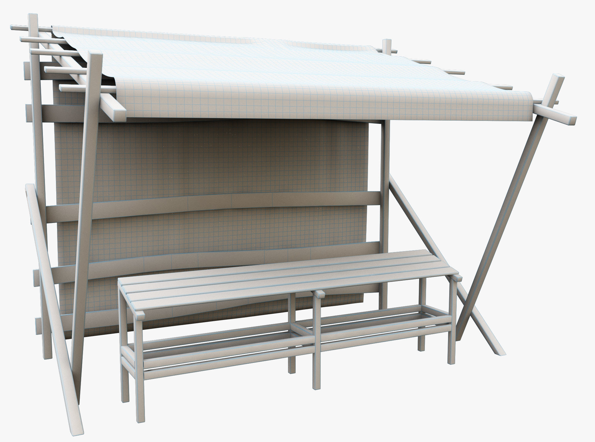 Market Stall Cotton Low-poly 3D model_3
