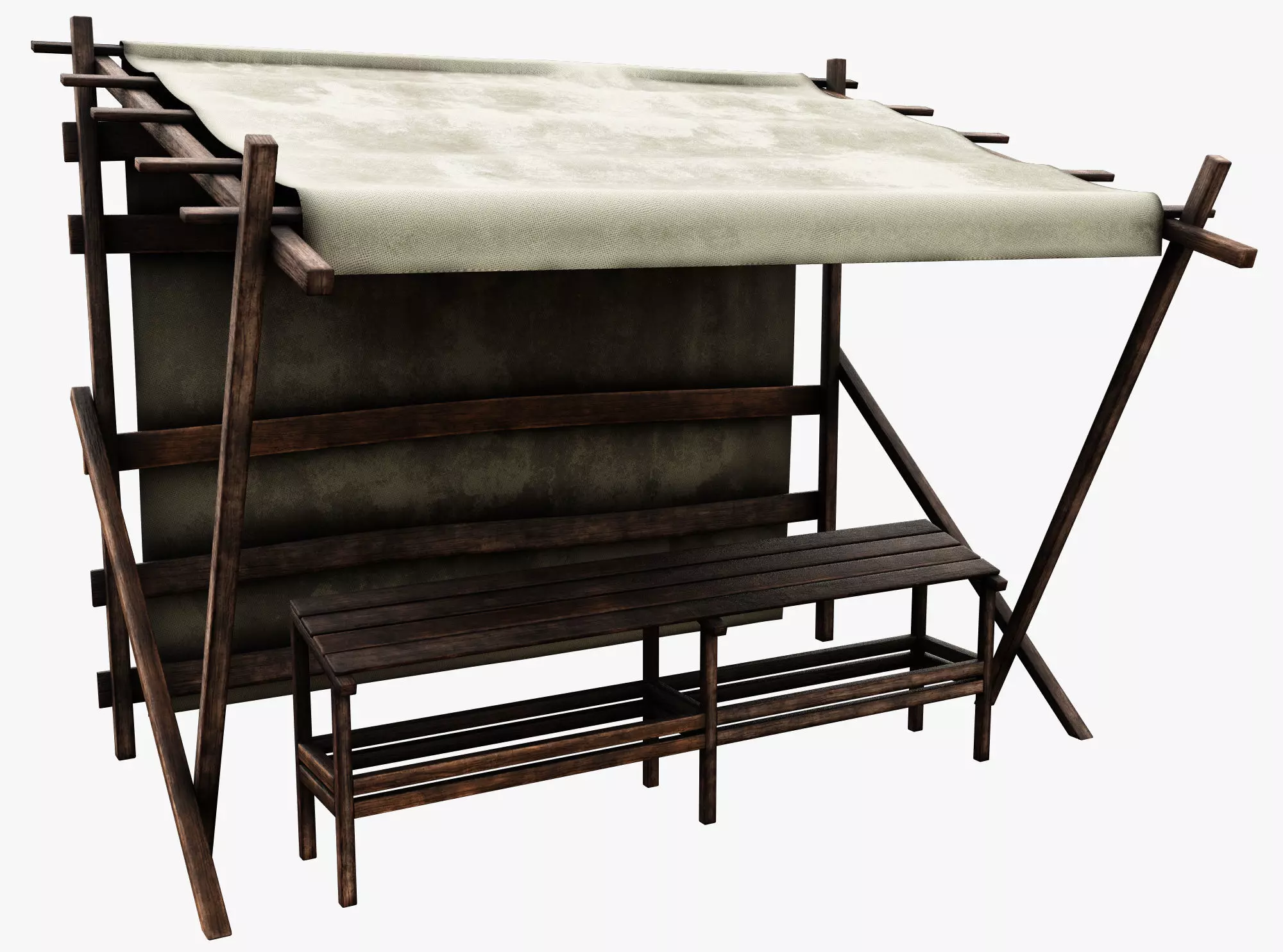 Market Stall Cotton Low-poly 3D model_0