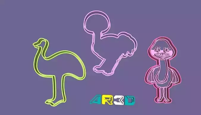 Ostrich Bird Cookie Cutter Set