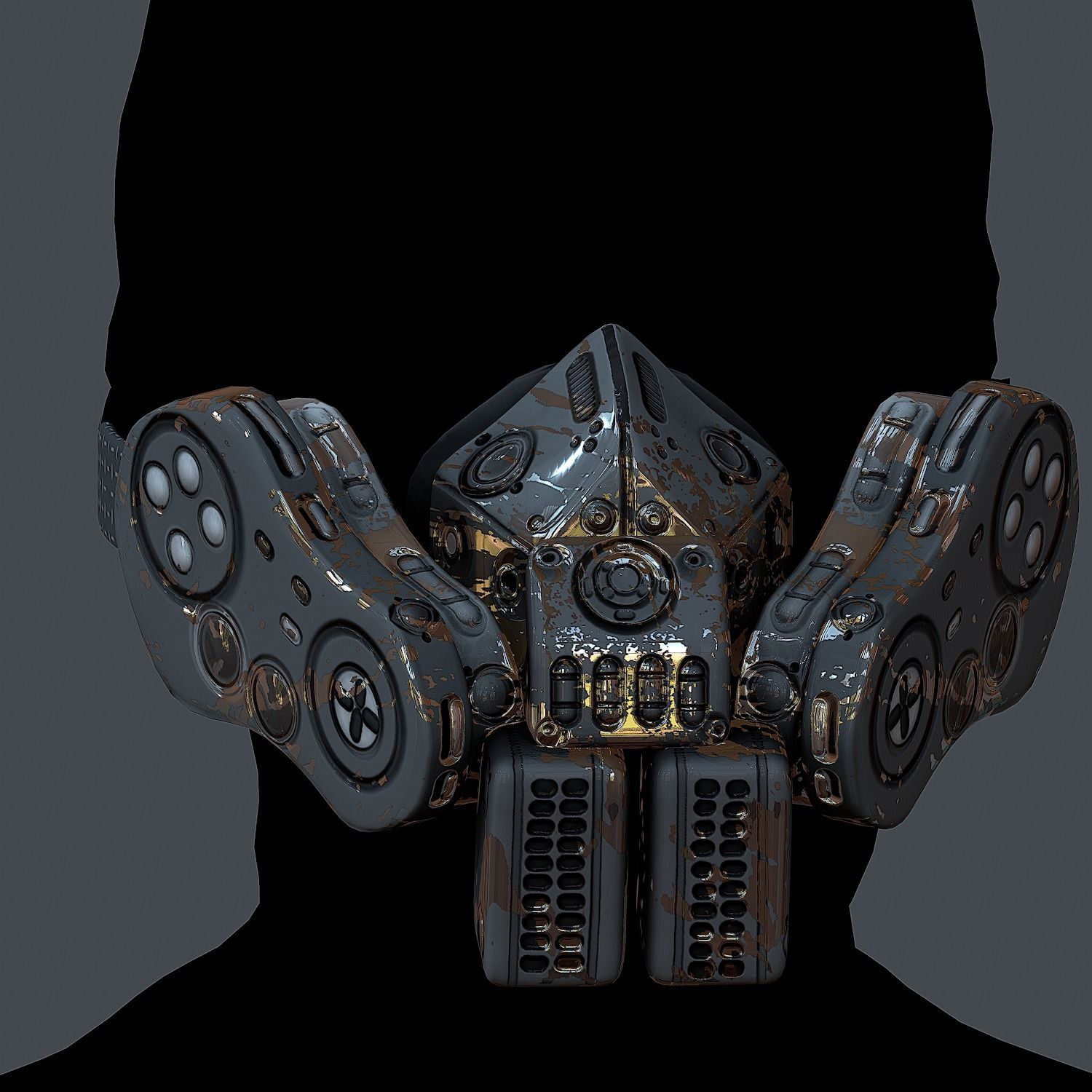 Gas mask helmet 3d model scifi Low-poly Low-poly 3D model_1