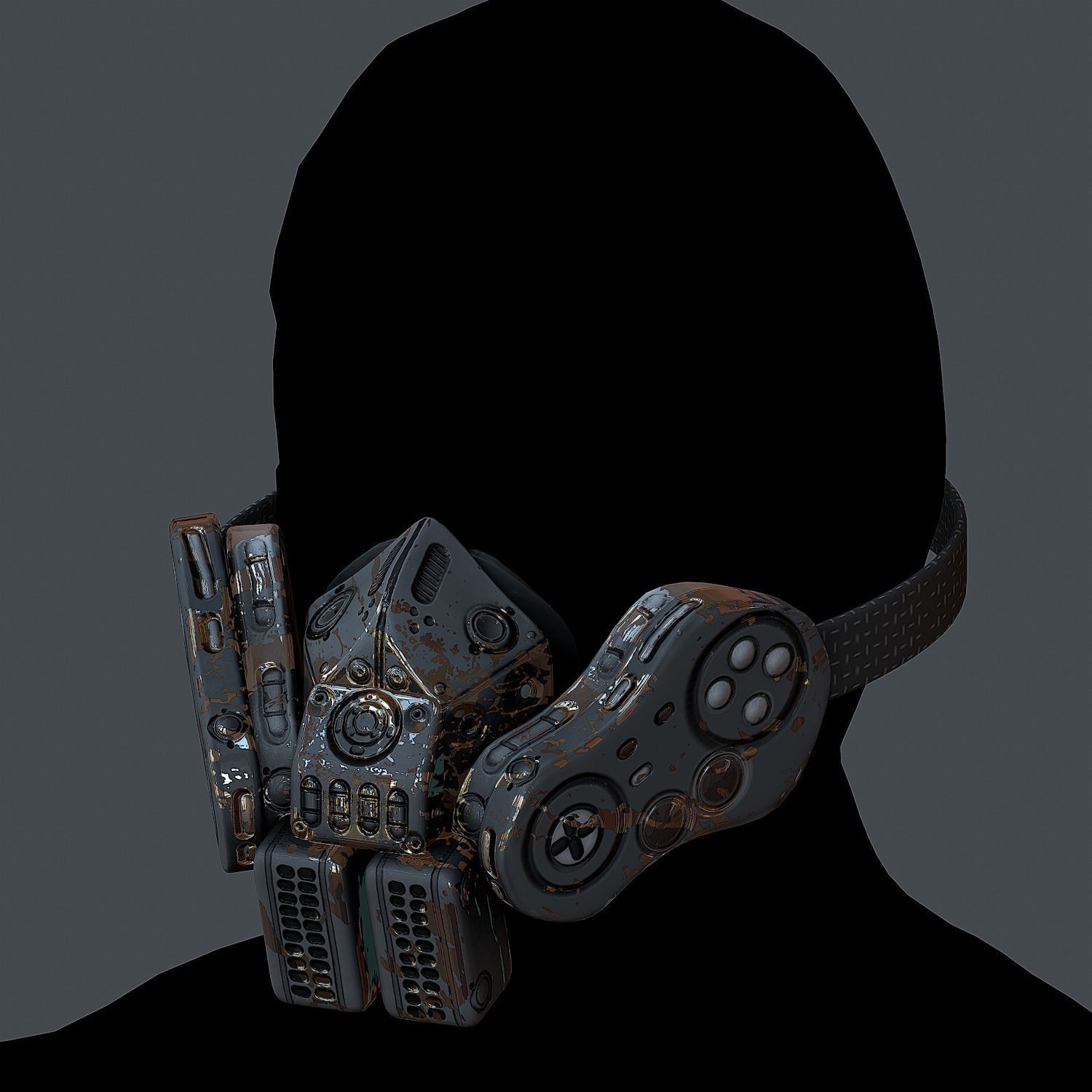 Gas mask helmet 3d model scifi Low-poly Low-poly 3D model_7