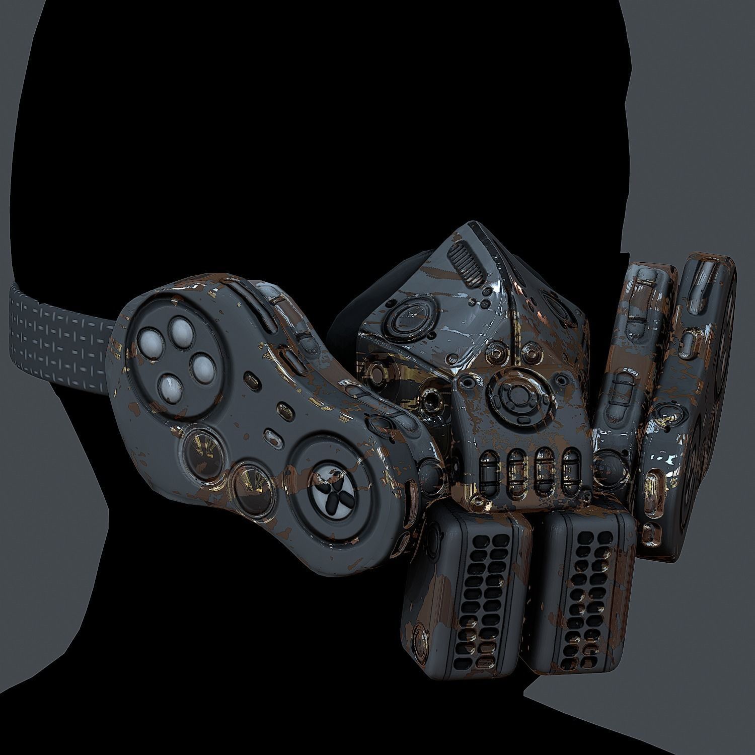 Gas mask helmet 3d model scifi Low-poly Low-poly 3D model_2