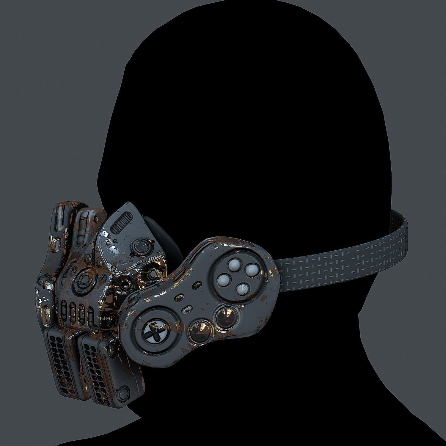 Gas mask helmet 3d model scifi Low-poly Low-poly 3D model_8
