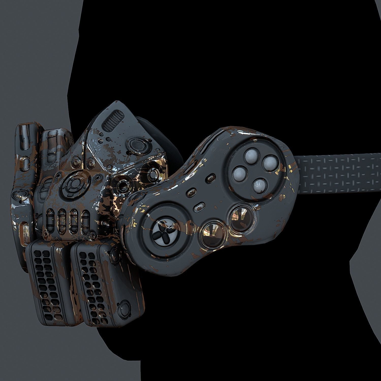 Gas mask helmet 3d model scifi Low-poly Low-poly 3D model_4