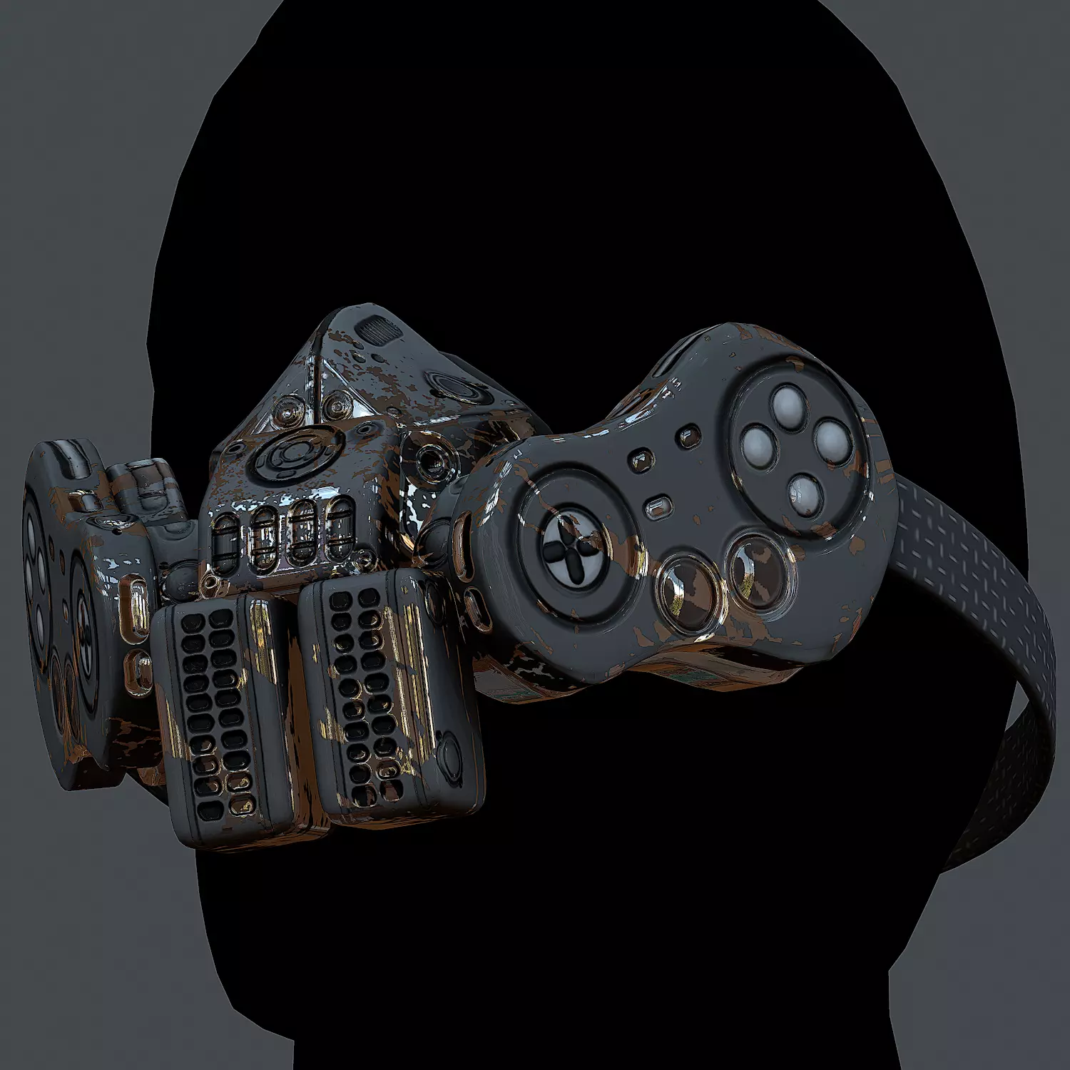 Gas mask helmet 3d model scifi Low-poly Low-poly 3D model_0