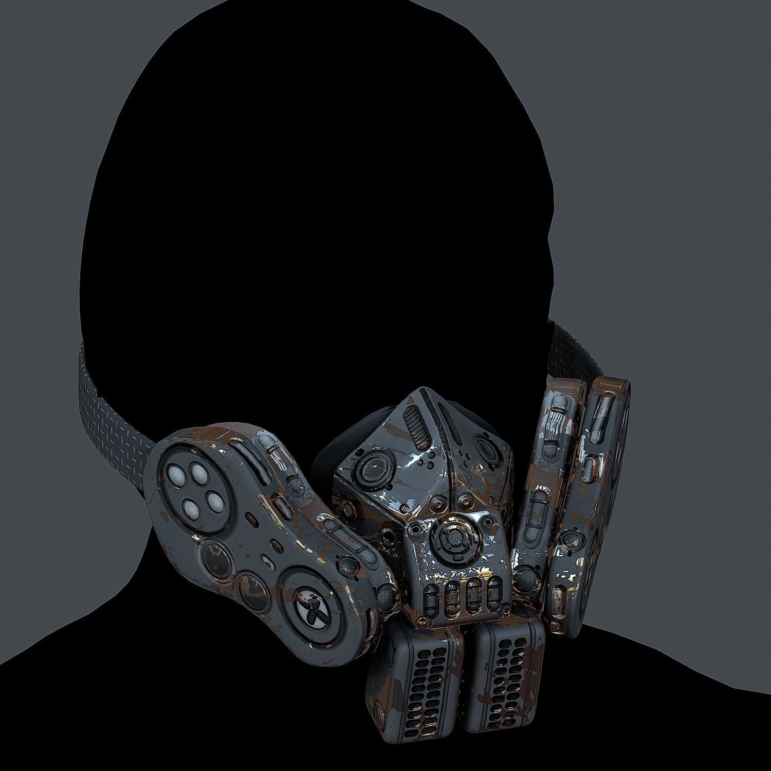 Gas mask helmet 3d model scifi Low-poly Low-poly 3D model_6