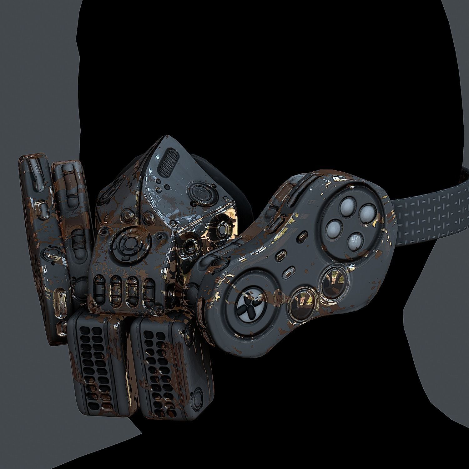 Gas mask helmet 3d model scifi Low-poly Low-poly 3D model_3