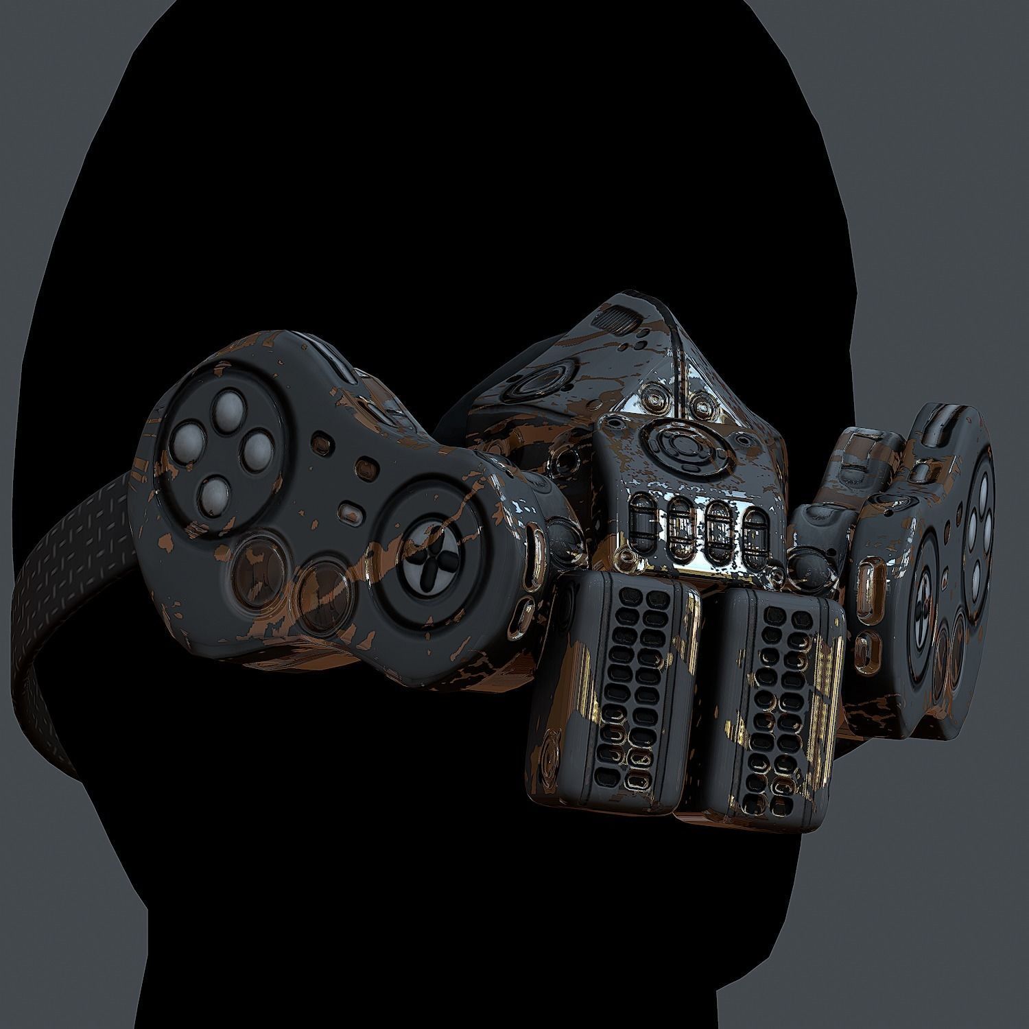 Gas mask helmet 3d model scifi Low-poly Low-poly 3D model_5