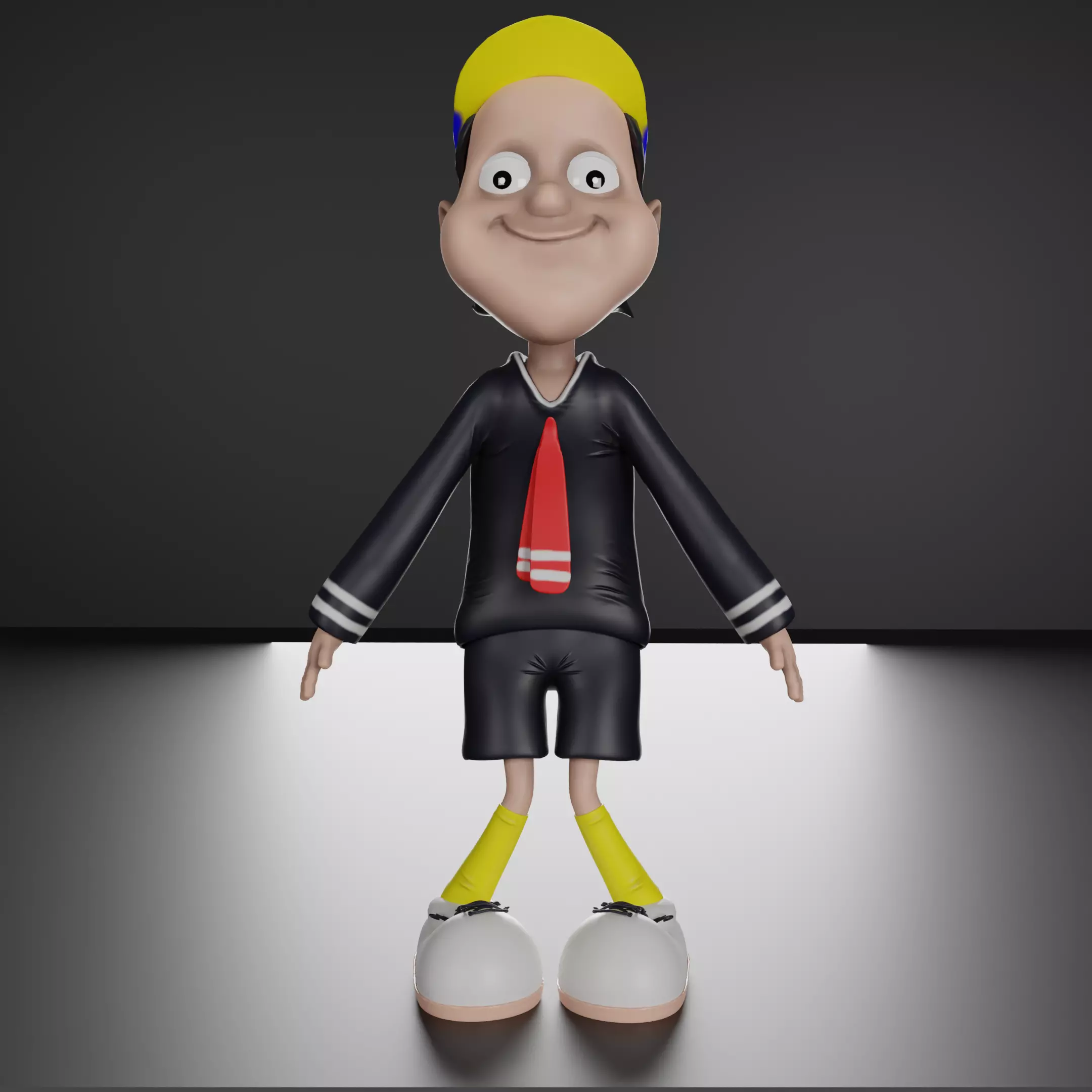 Quico cartoon character wearing shirt and tie 3D print model_0