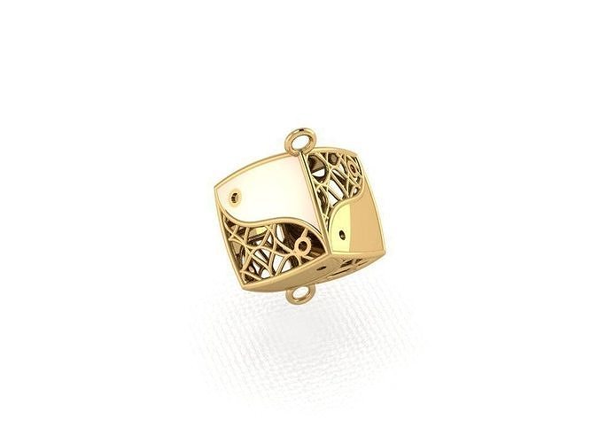 pendant5 gold filigree cube charm 3D print model