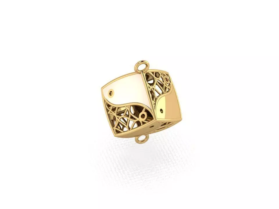 pendant5 gold filigree cube charm 3D print model_0