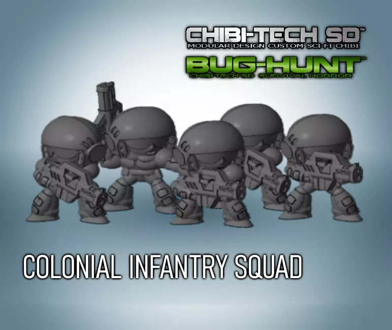CHIBI-TECH SD - COLONIAL INFANTRY SQUAD 3D print model