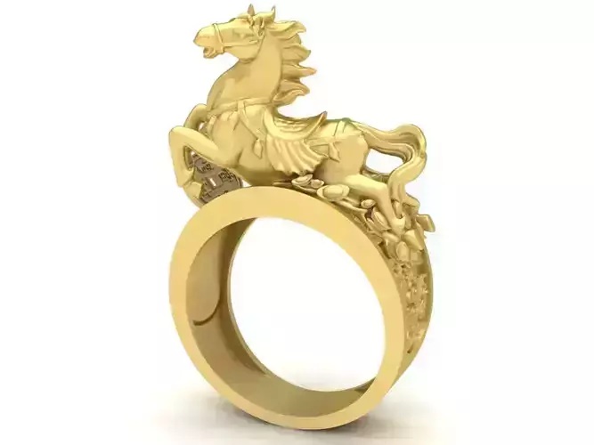 fengshui lucky 24k horse female ring 3605 3D print model