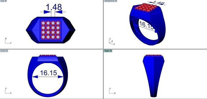 Diamond ring 16mm 3D print model