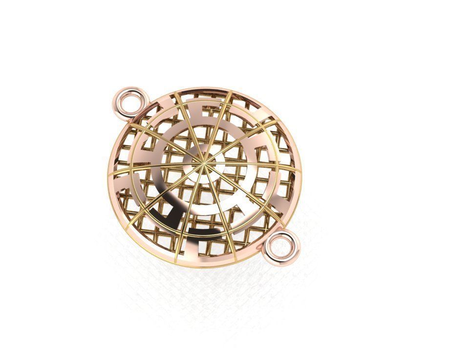 pendant15 rose gold plated sterling silver compass charm 3D print model_16