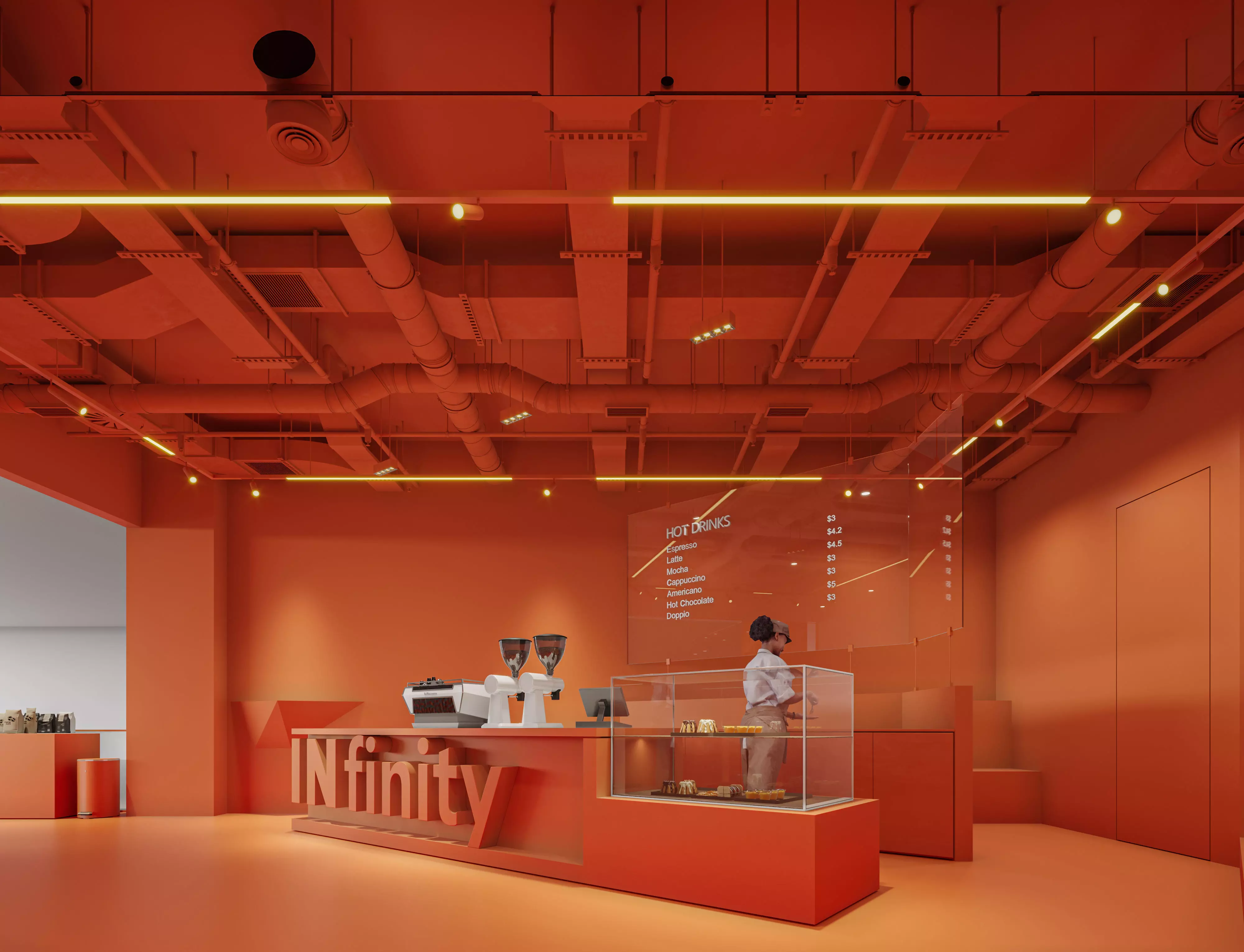 Red coffee shop 3D model_0