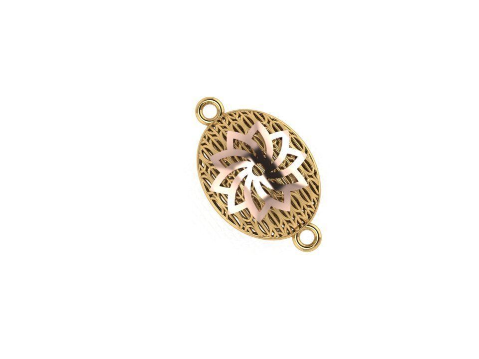 pendant13 gold plated charm with floral design 3D print model_30