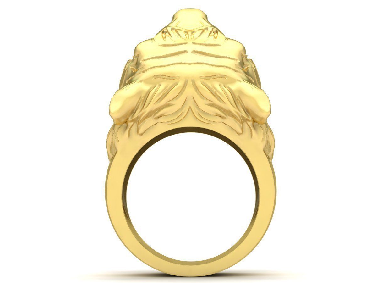 Bold Tiger Head Signet Ring for Men 3609 3D print model_7