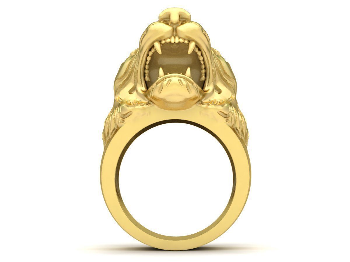 Bold Tiger Head Signet Ring for Men 3609 3D print model_4