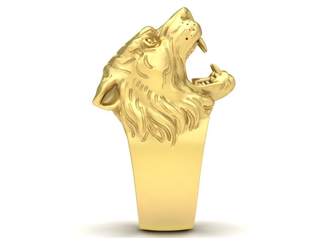 Bold Tiger Head Signet Ring for Men 3609 3D print model_5