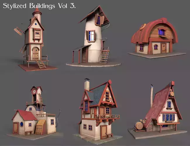STYLIZED BUILDINGS  VOL3 Low-poly 3D model