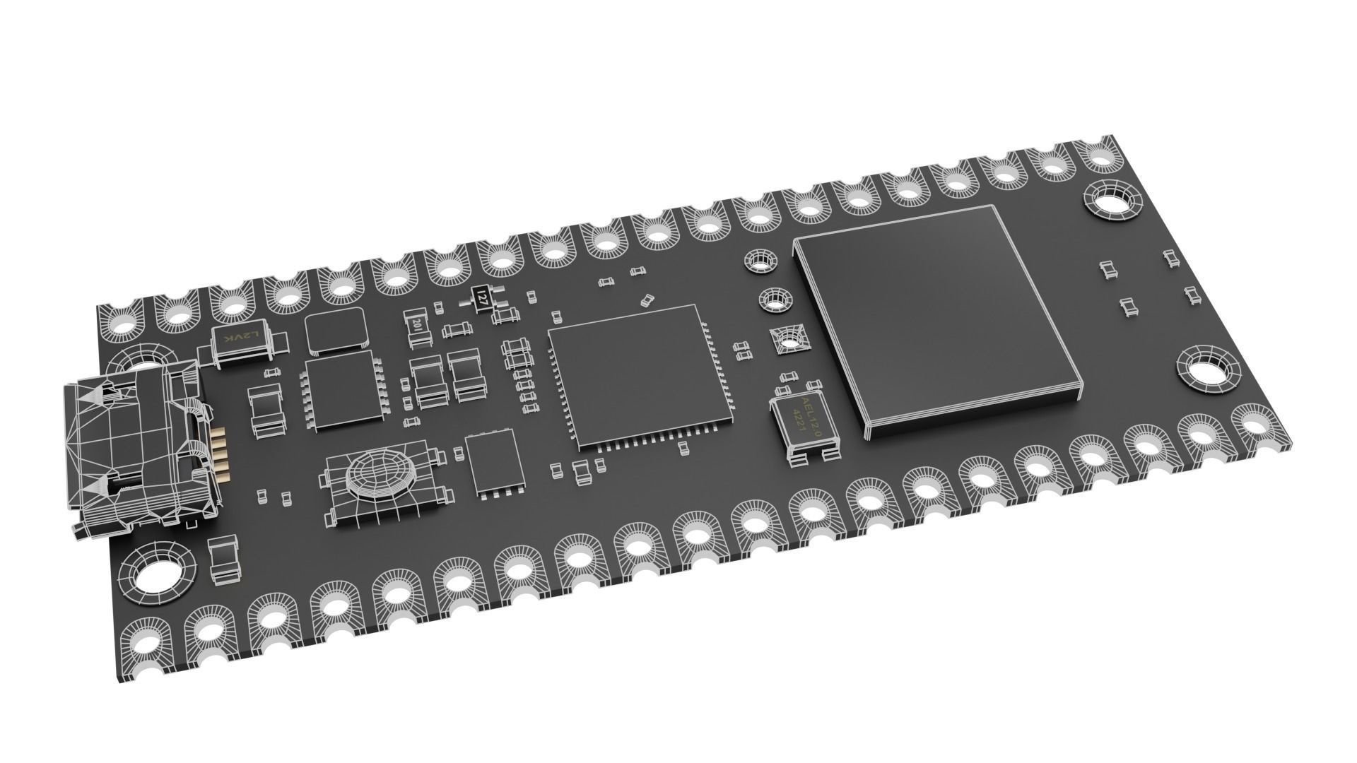 Raspberry pi Pico w Low-poly 3D model_9