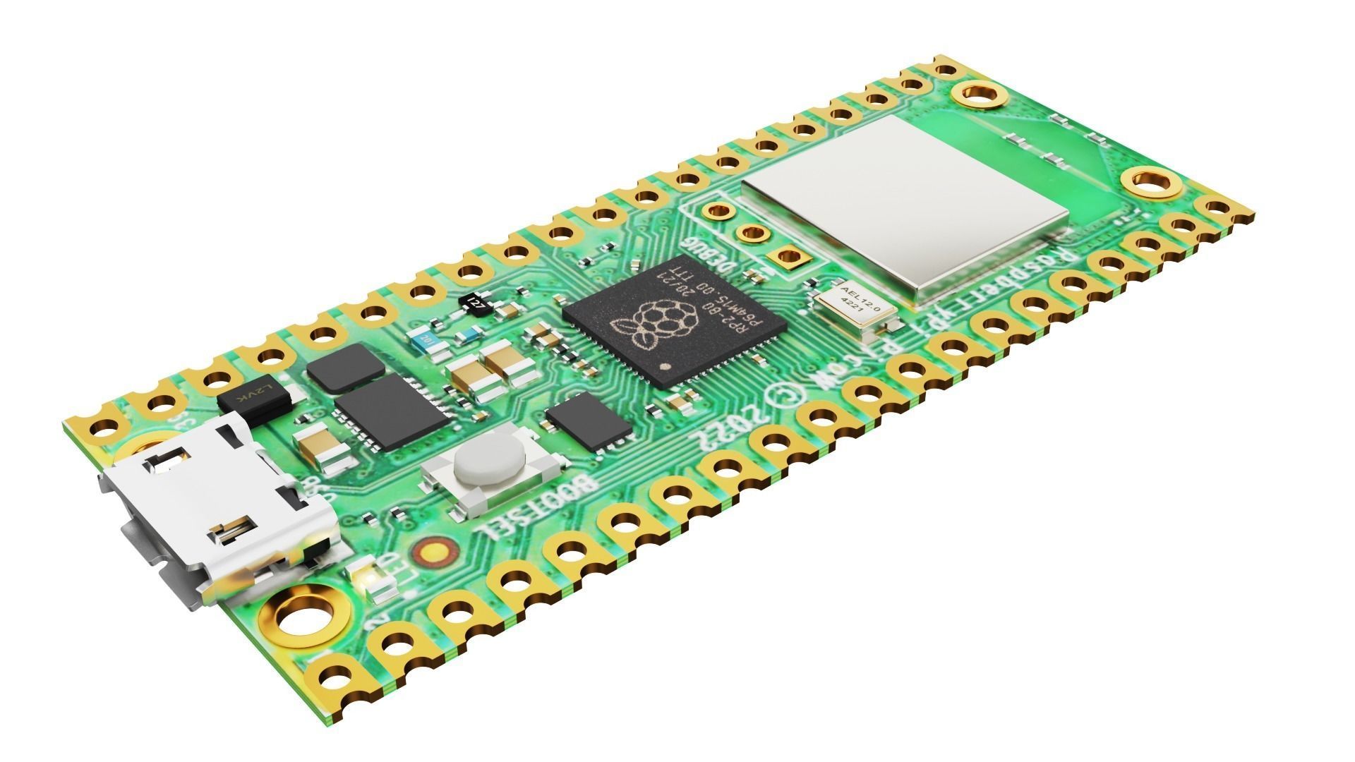 Raspberry pi Pico w Low-poly 3D model_2