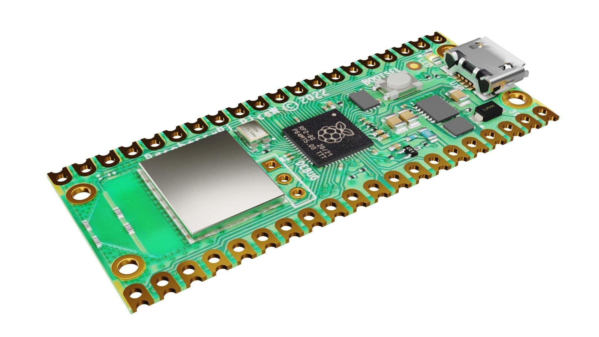 Raspberry pi Pico w Low-poly 3D model_1